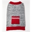 Pull poche gris / rouge