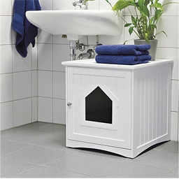 Maison de toilette pour chat Blanc ou Gris
