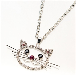 Collier tête de chat ou Broche tête de chat ou parure tête de chat (collier + broche)