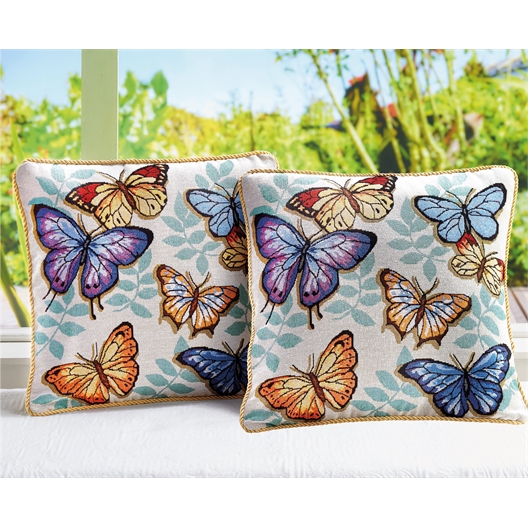 2 housses coussin papillons