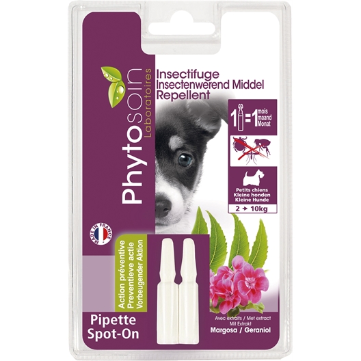 Lot de 2 pipettes insectifuges chiot/petit chien