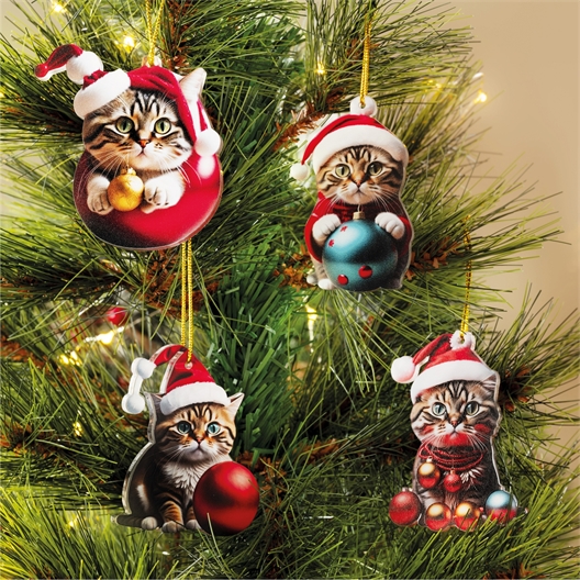 Lot De 10 Cartes De Voeux De Noël Carrées - Design Chiot Et Chaton Traditionnel - Neuf Sous Cellophane