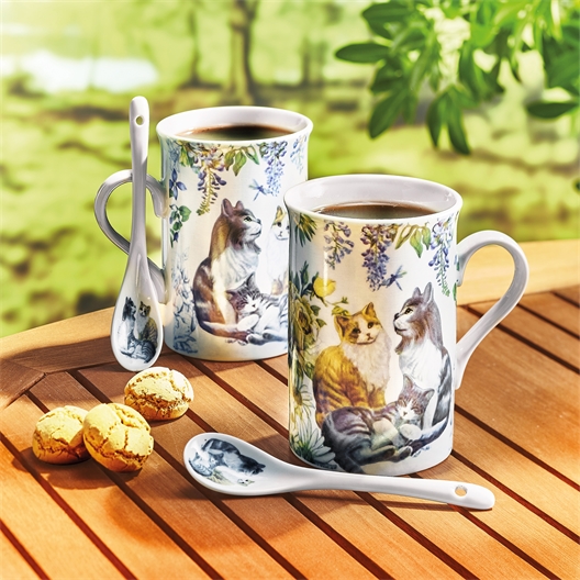 2 mugs chats bleutés